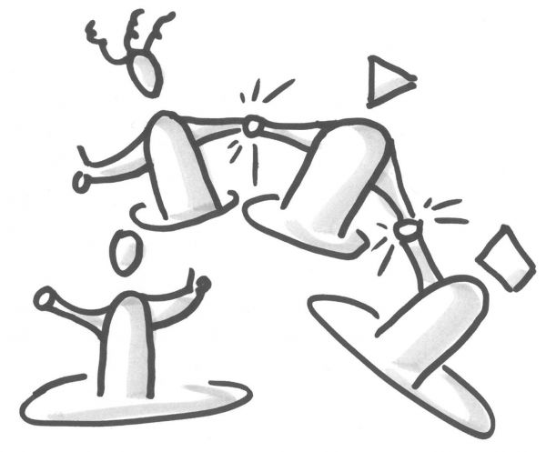 Strichzeichnung Menschengruppe