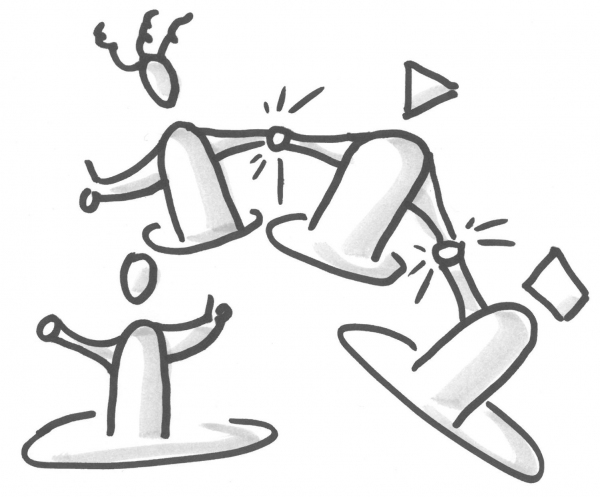 Strichzeichnung Menschengruppe