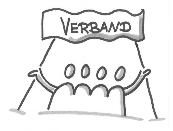 Strichzeichnung Menschen mit Transparent