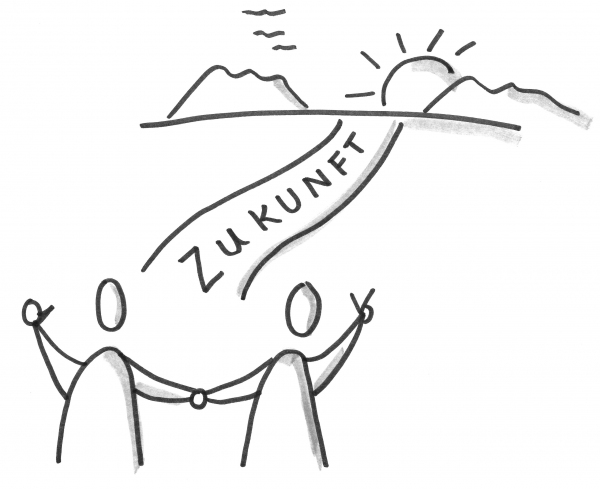 Strichzeichnung Menschengruppe