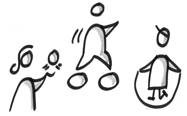 Strichzeichnung Menschengruppe