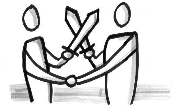 Strichzeichnung Menschengruppe