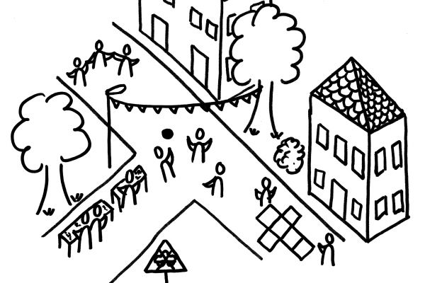 Strichzeichnung Spielstraße