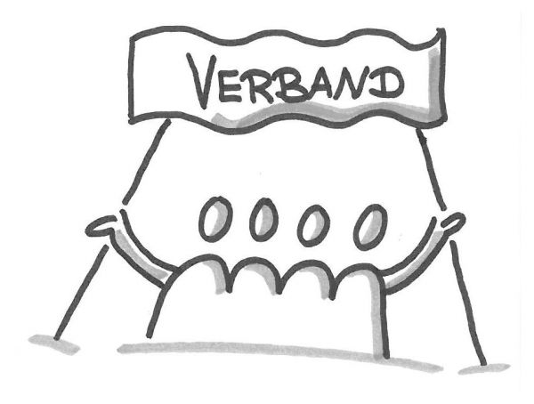 Strichzeichnung Menschen mit Transparent