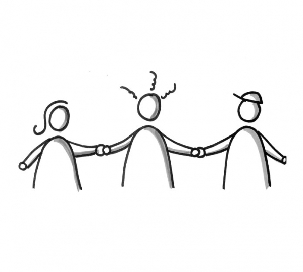 Strichzeichnung Menschengruppe